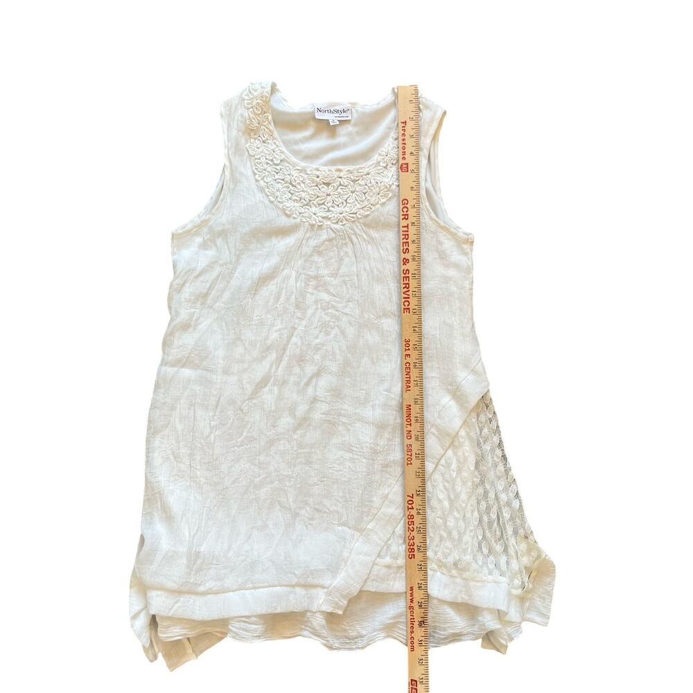 Northstyle Tank Top Size Medium White Gauze Layers Lacework Boho Peasant Prairie - Picture 9 of 10